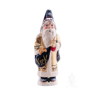 Vaillancourt Folk Art - Gold Coat St. Nick Chalkware Figurine