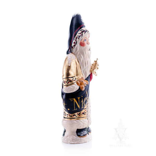 Load image into Gallery viewer, Vaillancourt Folk Art - Gold Coat St. Nick Chalkware Figurine
