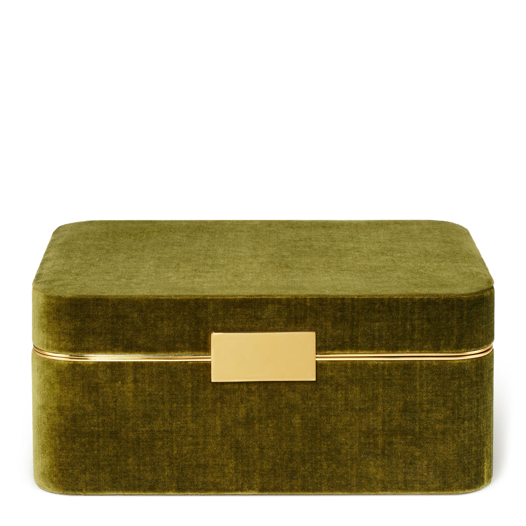 AERIN Beauvais Velvet Jewelry Box - Moss