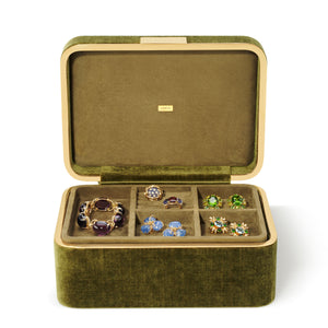 AERIN Beauvais Velvet Jewelry Box - Moss