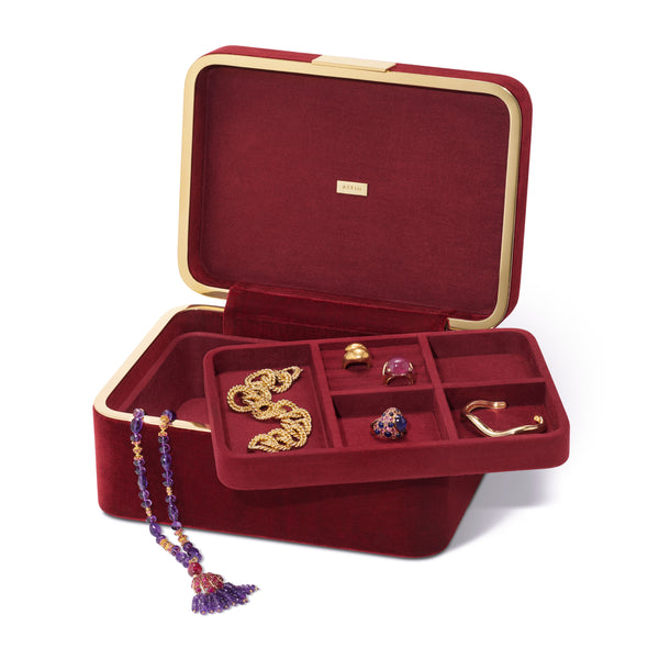 Load image into Gallery viewer, AERIN Beauvais Velvet Jewelry Box - Cinnabar
