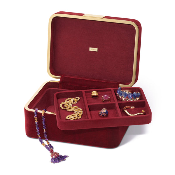 Load image into Gallery viewer, AERIN Beauvais Velvet Jewelry Box - Cinnabar

