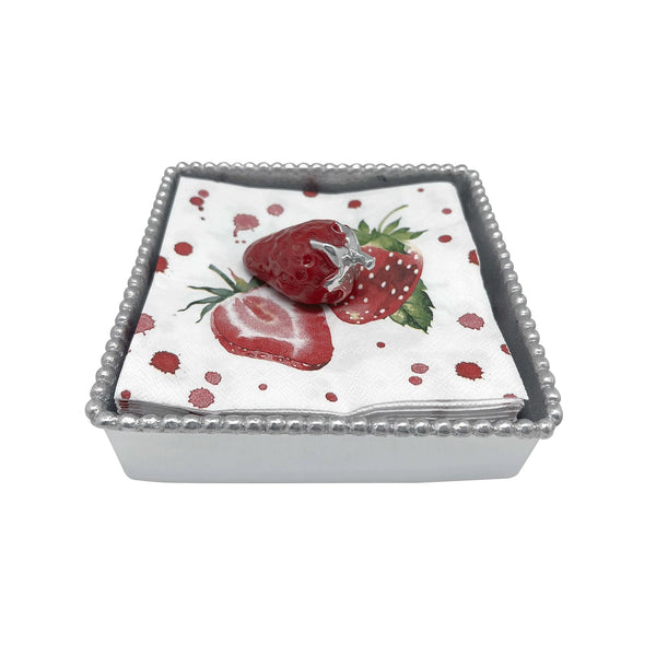 Load image into Gallery viewer, Mariposa Red Strawberry Beaded Napkin Box Set
