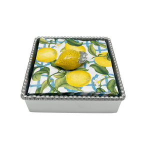 Mariposa Yellow Lemon Beaded Napkin Box Set