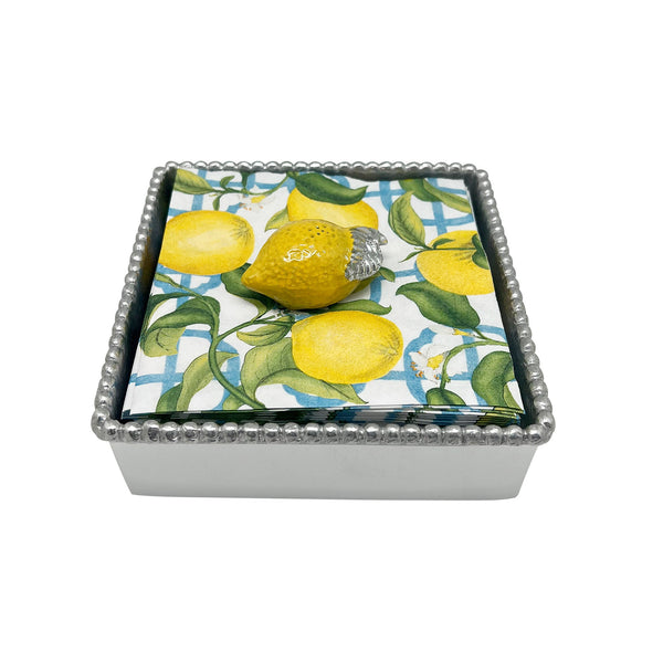 Load image into Gallery viewer, Mariposa Yellow Lemon Beaded Napkin Box Set
