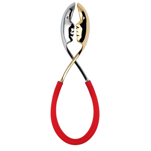 Bugatti KISS Salad Tongs Red - Silver / Gold Faces