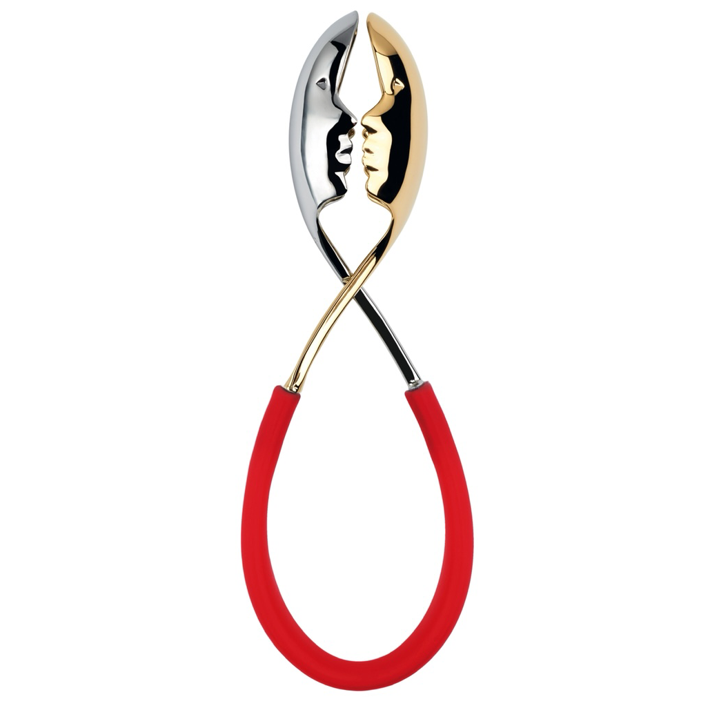 Bugatti KISS Salad Tongs Red - Silver / Gold Faces