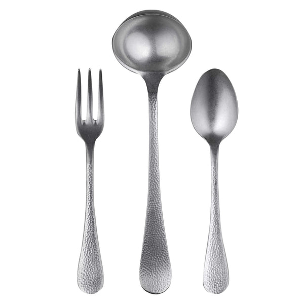 Load image into Gallery viewer, Mepra 3 Pcs Serving Set (Fork Spoon And Ladle) Epoque Pewter
