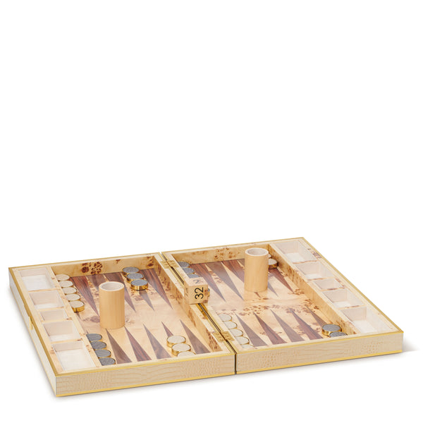 Load image into Gallery viewer, AERIN Croc Leather Backgammon Set

