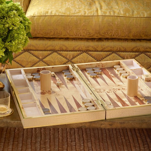 Load image into Gallery viewer, AERIN Croc Leather Backgammon Set
