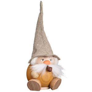 Seiffener Volkskunst Forest Gnome Sandy Yellow 7.5" Ball-Shaped Incense Smoker