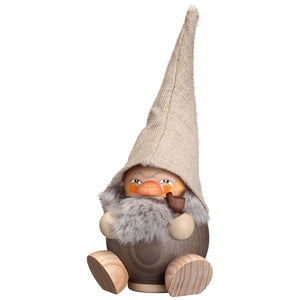 Seiffener Volkskunst Forest Gnome Stone Grey 7.5" Ball-Shaped Incense Smoker