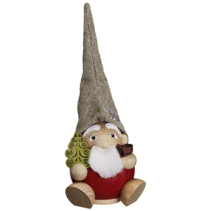 Seiffener Volkskunst Forest Gnome As Santa Claus 7.5" Ball-Shaped Incense Smoker