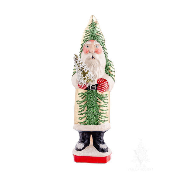 Load image into Gallery viewer, Vaillancourt Folk Art - Gold Coat Santa with Tree Chalkware Figurine
