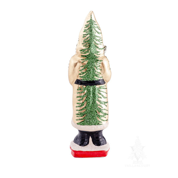 Load image into Gallery viewer, Vaillancourt Folk Art - Gold Coat Santa with Tree Chalkware Figurine
