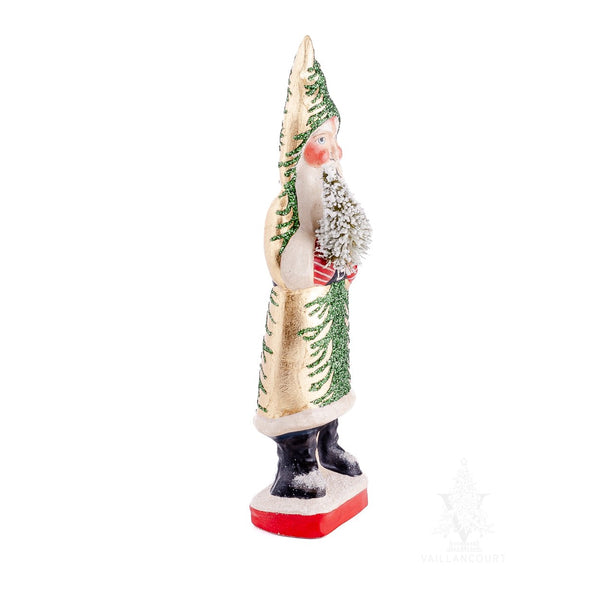 Load image into Gallery viewer, Vaillancourt Folk Art - Gold Coat Santa with Tree Chalkware Figurine
