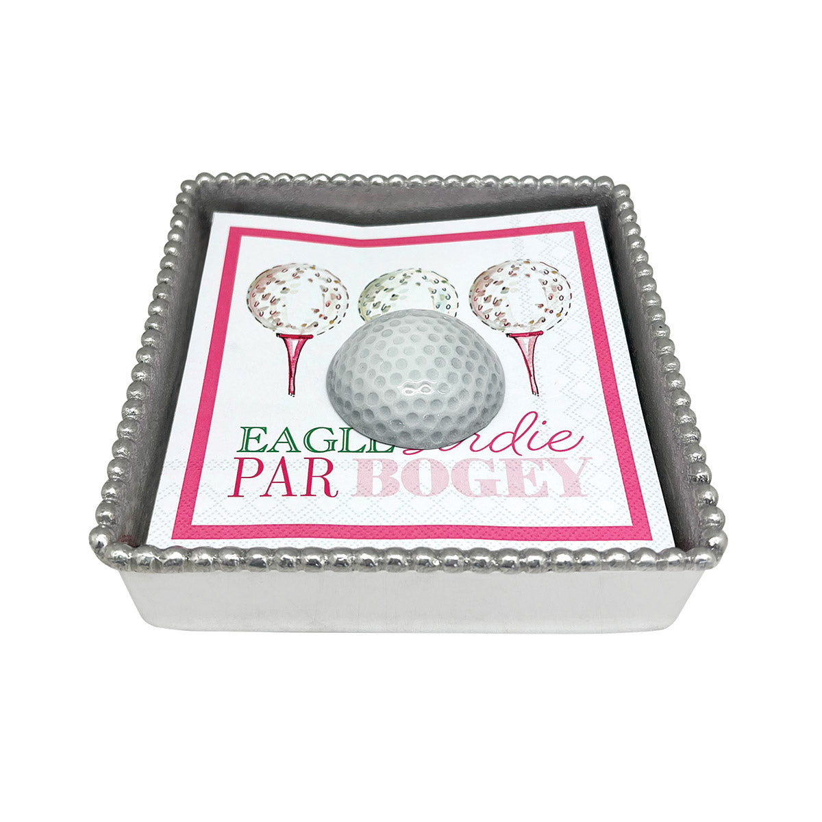 Mariposa Golf Ball Beaded Napkin Box