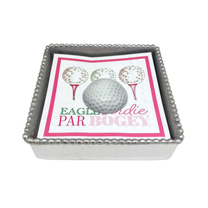 Mariposa White Golf Ball Beaded Napkin Box Set