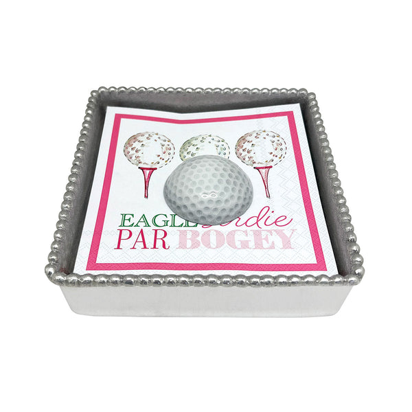 Load image into Gallery viewer, Mariposa White Golf Ball Beaded Napkin Box Set
