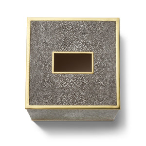 AERIN Classic Shagreen Tissue Box Cover - Chocolate