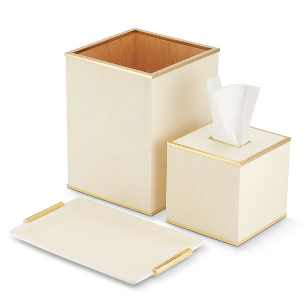 Load image into Gallery viewer, AERIN Classic Shagreen Waste Basket - Cream
