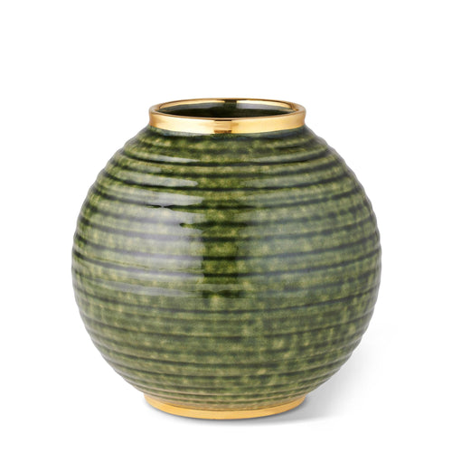 AERIN Calinda Round Vase - Forest Green