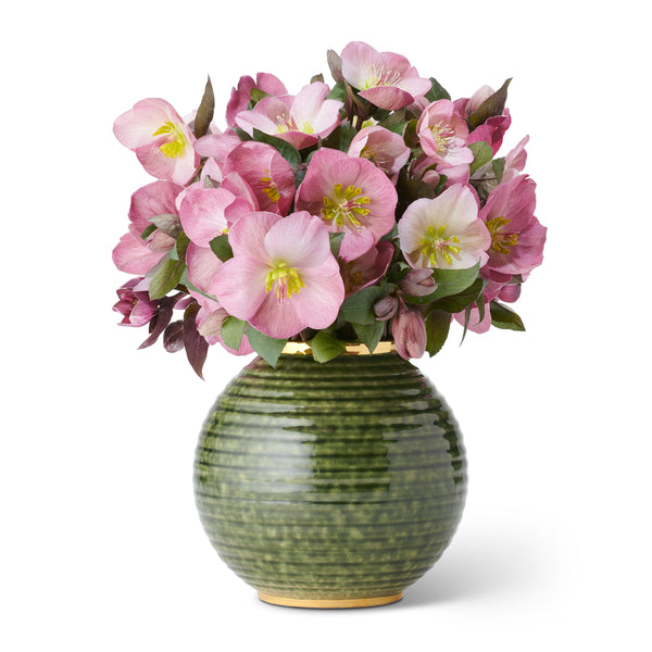 Load image into Gallery viewer, AERIN Calinda Round Vase - Forest Green
