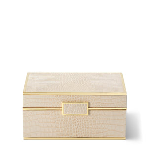 AERIN Classic Croc Leather Small Jewelry Box - Fawn