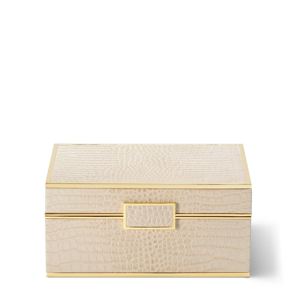 Load image into Gallery viewer, AERIN Classic Croc Leather Small Jewelry Box - Fawn
