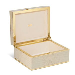 AERIN Classic Croc Leather Small Jewelry Box - Fawn