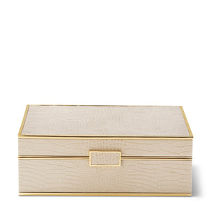 AERIN Classic Croc Leather Large Jewelry Box - Fawn