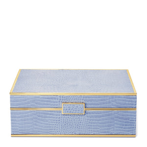 AERIN Classic Croc Leather Large Jewelry Box - Hydrangea Blue