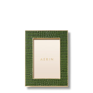 AERIN Classic Croc Leather 4x6 Frame - Verde