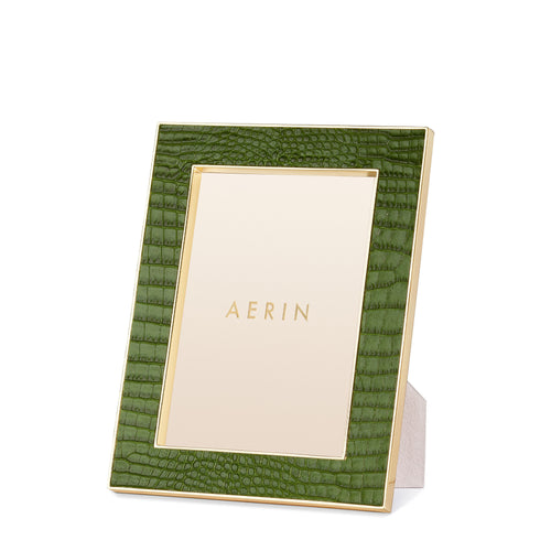 AERIN Classic Croc Leather 5x7 Frame - Verde