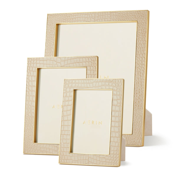 Load image into Gallery viewer, AERIN Classic Croc Leather 4x6 Frame - Fawn
