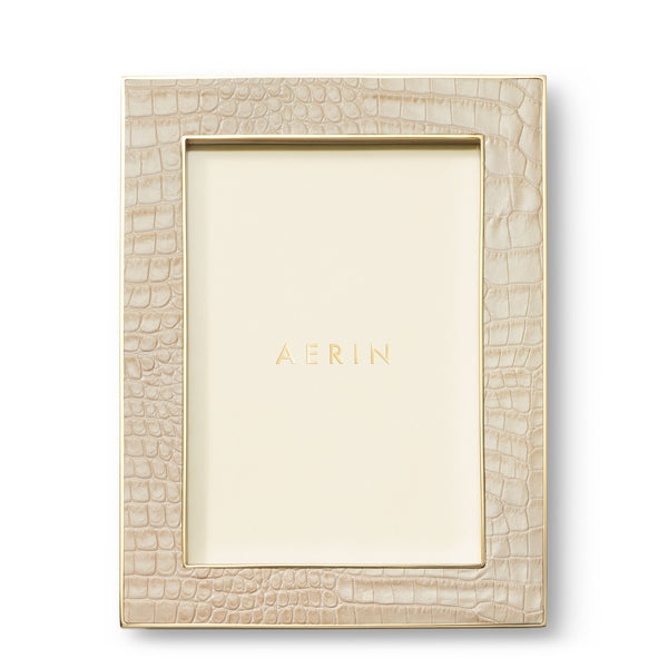Load image into Gallery viewer, AERIN Classic Croc Leather 5x7 Frame - Fawn
