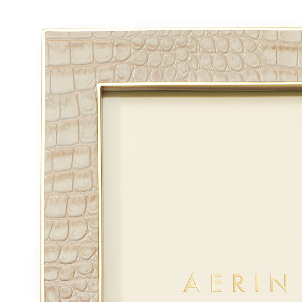 Load image into Gallery viewer, AERIN Classic Croc Leather 5x7 Frame - Fawn
