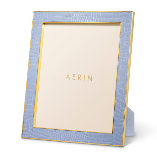 AERIN Classic Croc Leather 8x10 Frame - Hydrangea Blue