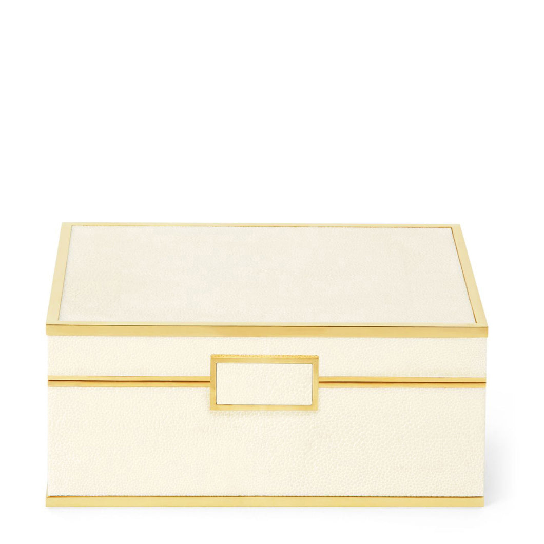 AERIN Classic Shagreen Small Jewelry Box - Cream