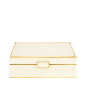 AERIN Classic Shagreen Large Jewelry Box - Cream