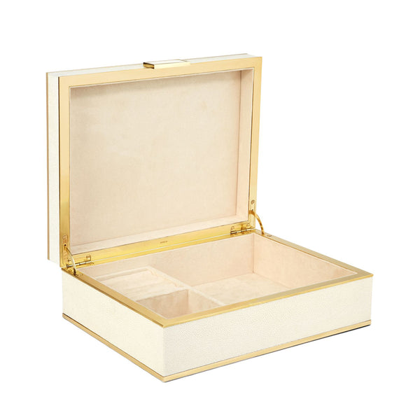 Load image into Gallery viewer, AERIN Classic Shagreen Large Jewelry Box - Cream
