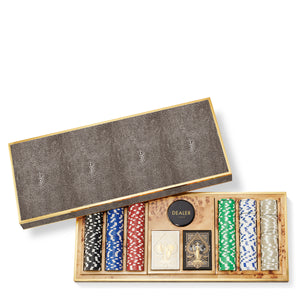 AERIN Shagreen Poker Set - Chocolate