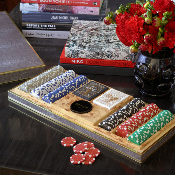 Load image into Gallery viewer, AERIN Shagreen Poker Set - Chocolate
