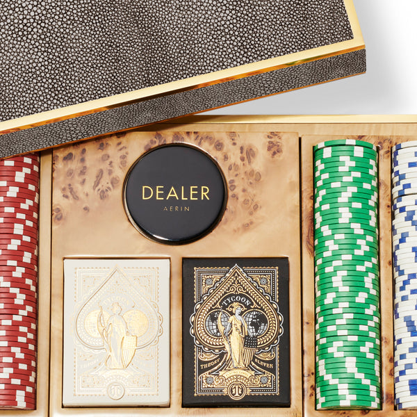 Load image into Gallery viewer, AERIN Shagreen Poker Set - Chocolate
