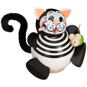 Seiffener Volkskunst Cat 4.3" Ball-Shaped Incense Smoker