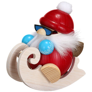 Seiffener Volkskunst Santa Claus On Sleigh 4.7" Ball-Shaped Incense Smoker