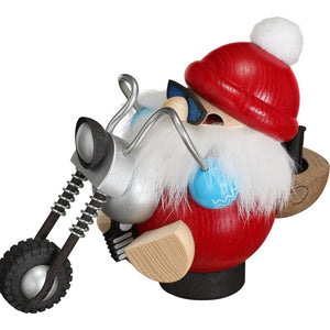 Seiffener Volkskunst Santa Claus Biker 4.7" Ball-Shaped Incense Smoker