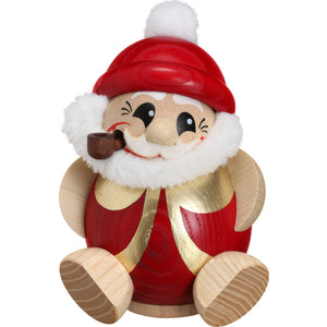 Seiffener Volkskunst Santa Claus, Red And Gold Colored 4.3" Ball-Shaped Incense Smoker