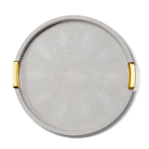AERIN Carina Shagreen Small Round Tray - Dove