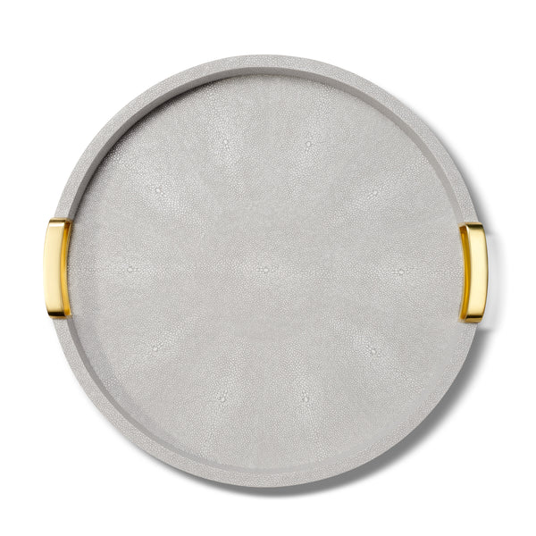 Load image into Gallery viewer, AERIN Carina Shagreen Small Round Tray - Dove
